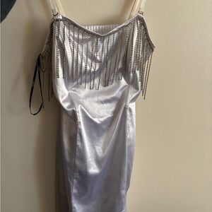 Forever 21 white Satin Fringe Bodycon Dress